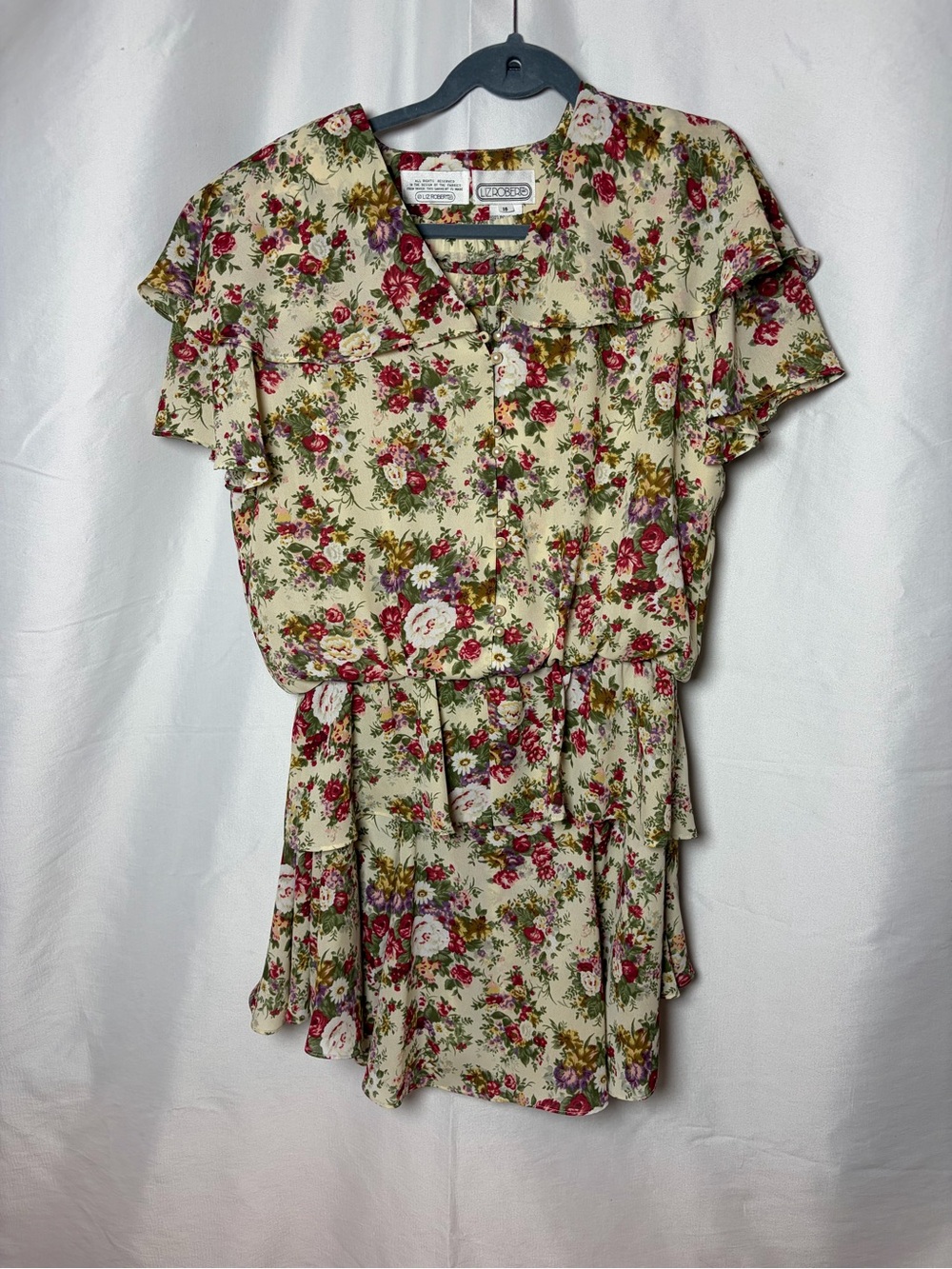 Cream Floral Ruffle  two pieces women Dress